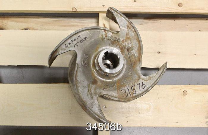 Used Goulds 3175 Impeller, 6x8x14, 2/4 Vane, 14" Diameter, Pattern 55924 #34506
