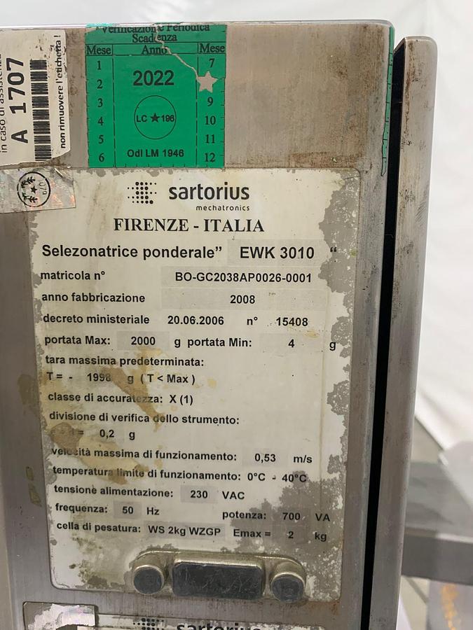 Used 2008 Sartorius EWK 3010 Checkweger met uitwerper