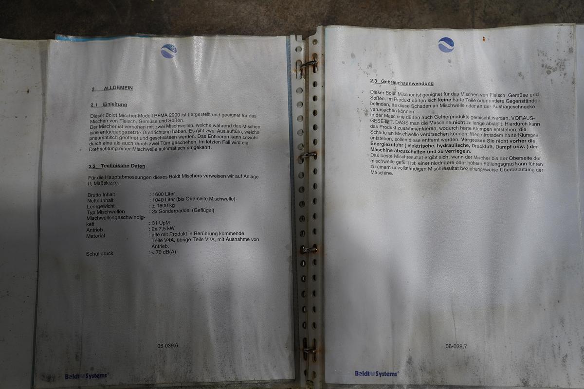 Gebruikt 2006 Boldt Mixer, Type BFMA 2000