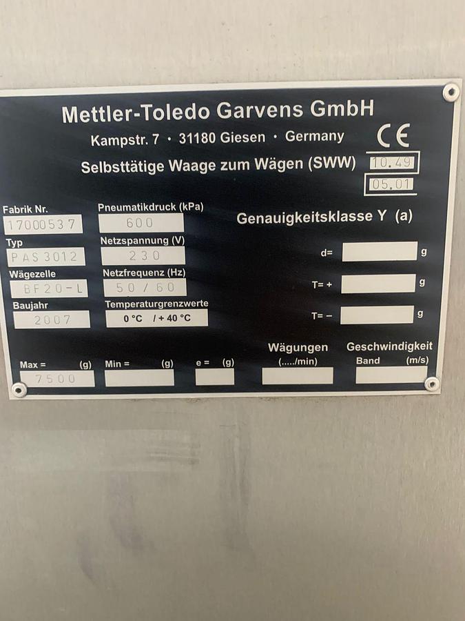 Gebruikt 2007 Mettler Toledo - Garvens Checkweger, PAS 3012