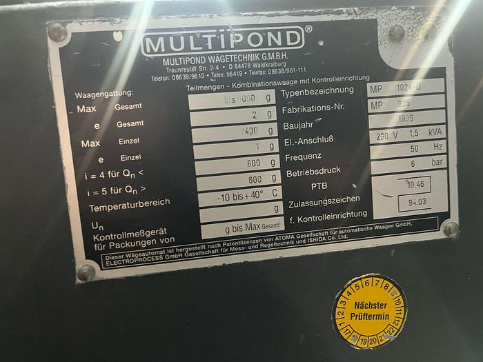 Used 1996 Multipond Multihead weger, 1024-D