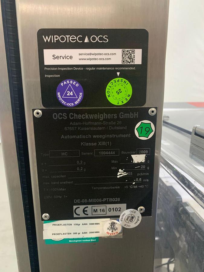 Gebruikt 2009 OCS Checkweger & metaaldetector, type: HC