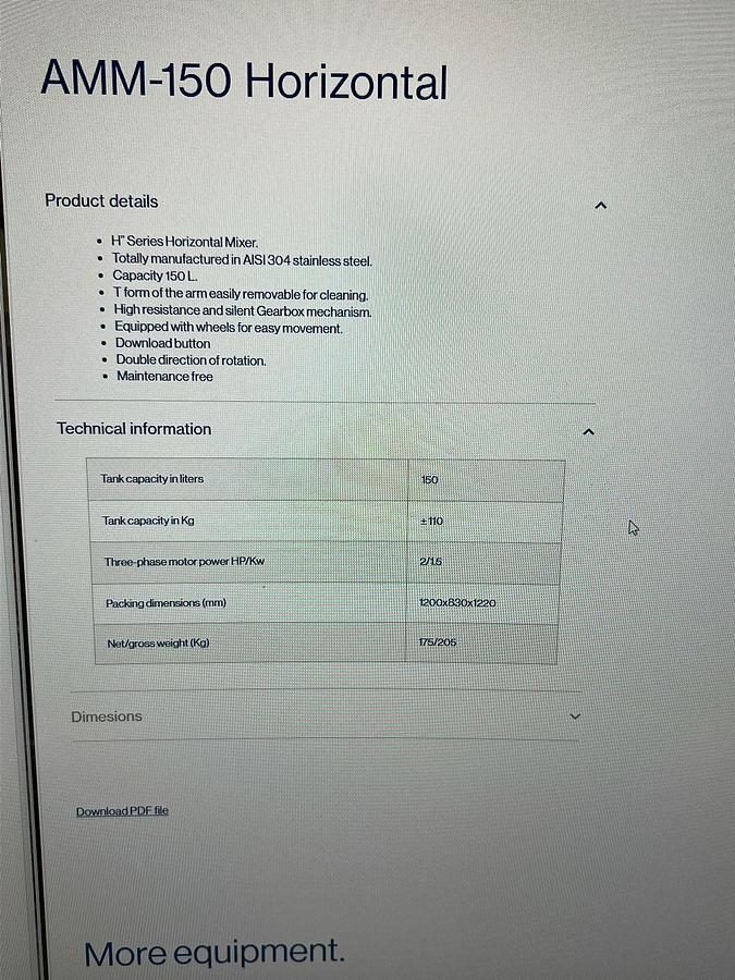 2025 AK Ramon  Horizontale mixer, type AMM-150 Horizontal