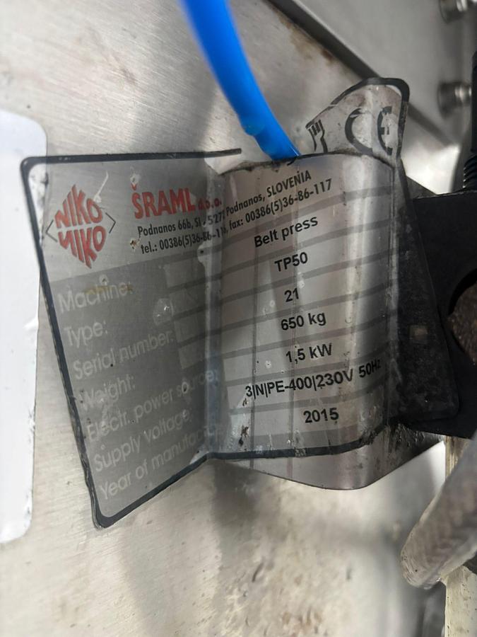 Gebruikt 2015 Niko Waterfilter pers, Type TP50