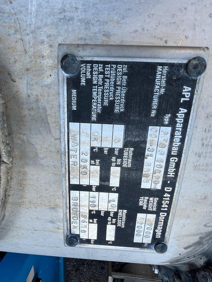 Used 2000 APL Apparatebau  GFGG 100.60, Warmtewisselaar/ Brueden