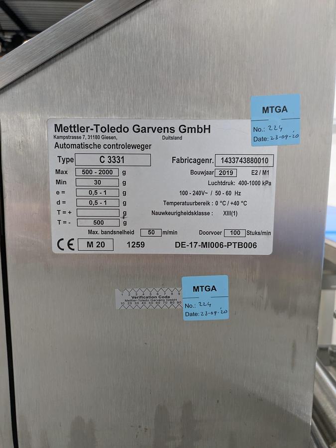 Used 2019 Mettler Toledo Checkweger,C3331