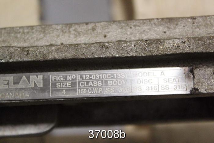 Used Velan 4" Hand Operated Knife Gate Valve, L12-0320C-13SL #37008