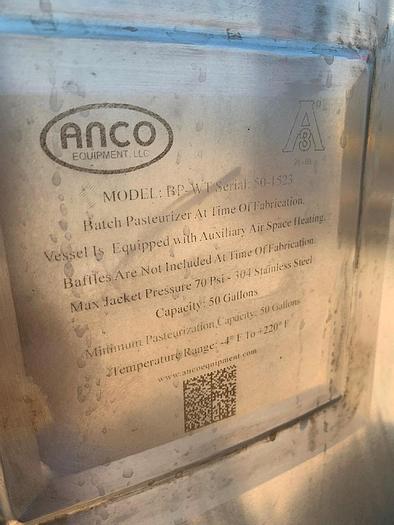 Used Tank, 50 Gallon, S/st, Jkt, Scrape Agit, Batch Pasteurizer #S744252