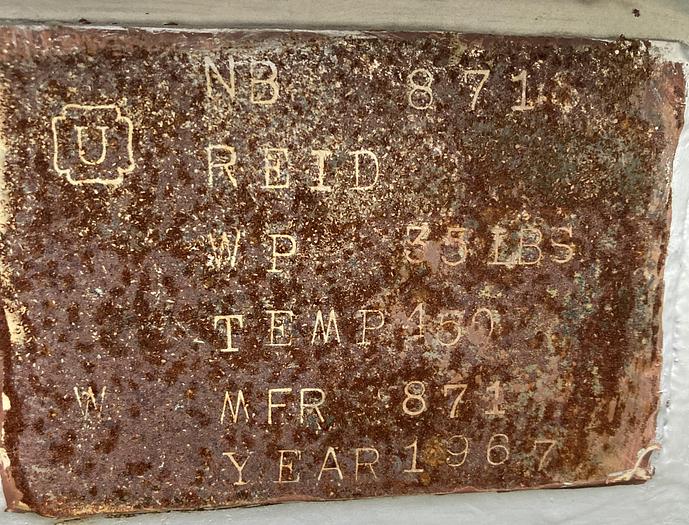 Used 1967 Reid Boiler Works Horizontal MIld Steel Retort