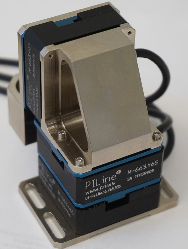 Used PI M-663.465 3 axis micropositioning piezo stage with C-867, C-867.260 controllers