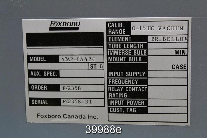 Used Foxboro 43AP-FA42C Pneumatic Control #39988