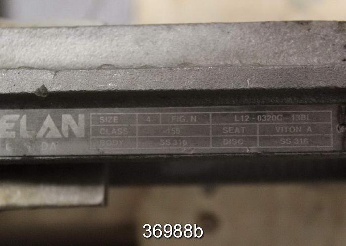 Used Velan 4" Hand Operated Knife Gate Valve, L12-0320C-13BL #36988