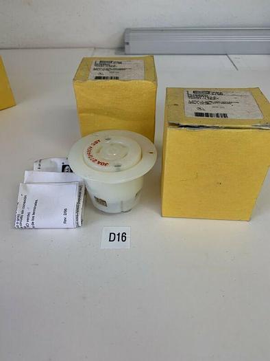 HUBBELL WHITE FLANGED TWIST LOCK RECEPTACLE HBL2766 4 POLE (LOT OF 2)NIB