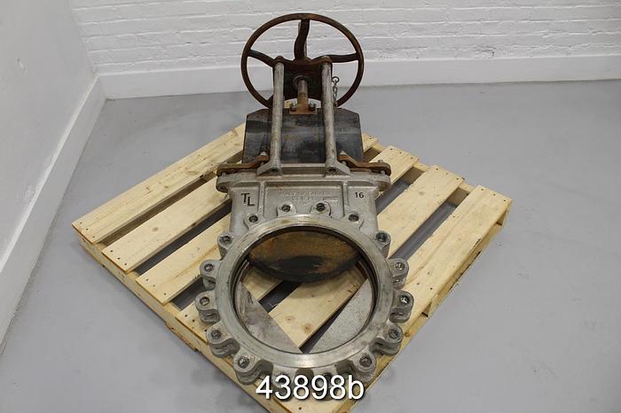 Used True Line 16" Hand Operated V-Port Knife Gate Valve, CG8M Body #43898