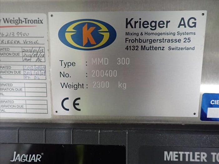 Used 300 LITER (75 GALLON) KRIEGER HOMOGENIZING MIXER - MODEL MMD 300 (#10351)