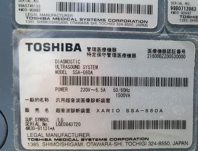 Gebraucht Toshiba Xario Ultraschallsystem mit 3 Sonden und Drucker SW 6.20*R221