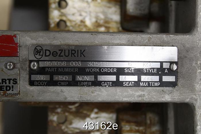 Used Dezurik 6" Hand Operated Knife Gate Valve #43162
