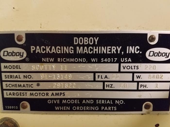Used DOBOY PACKAGING MACHINERY SCOTTY II only @ AMERICA'S STEAM KETTLE HEADQUARTERS ! (#630C)