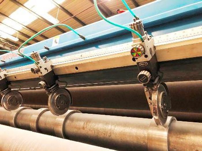 Used 141" DUSENBERY DUPLEX CENTER SURFACE SLITTER REWINDER