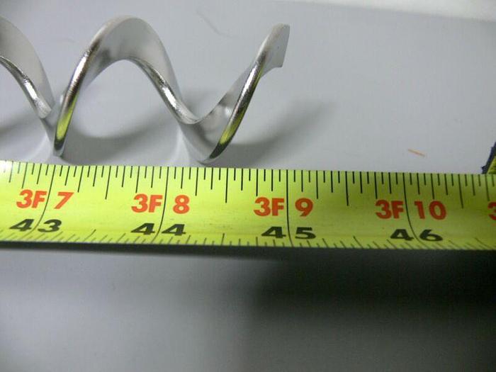 Used Stainless Steel Reactor Mixer Corkscrew Rod 1.5" Diameter Impeller,  45" Long