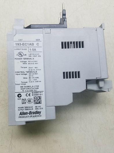 Used ALLEN-BRADLEY (P/N# 193-EC1AB SER. C ) 600V 1-5A Electronic Overload Relay