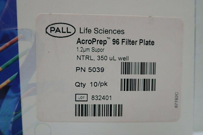 Used Pall 5039 AcroPrep 96 Multi-Well 1.2um Supor NTRL 350 μL Filter Plates, 8/Pack