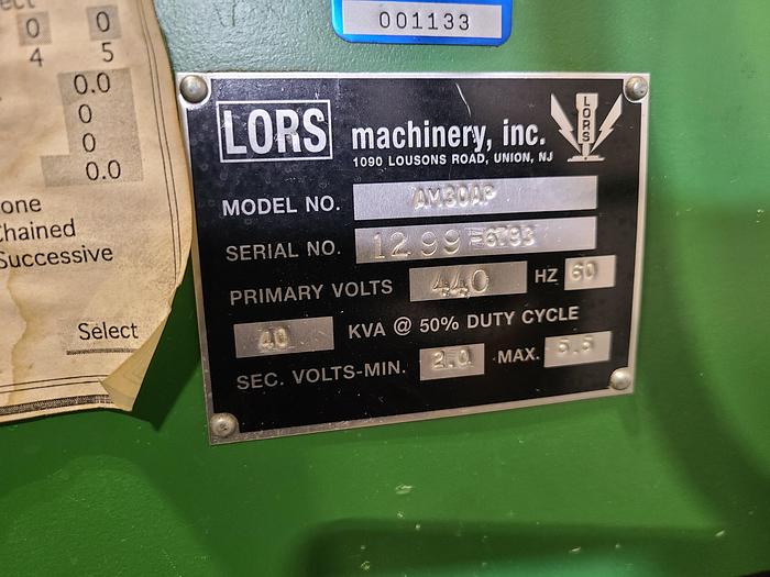 Used Lors Machinery Spot Welder Model AM30AP