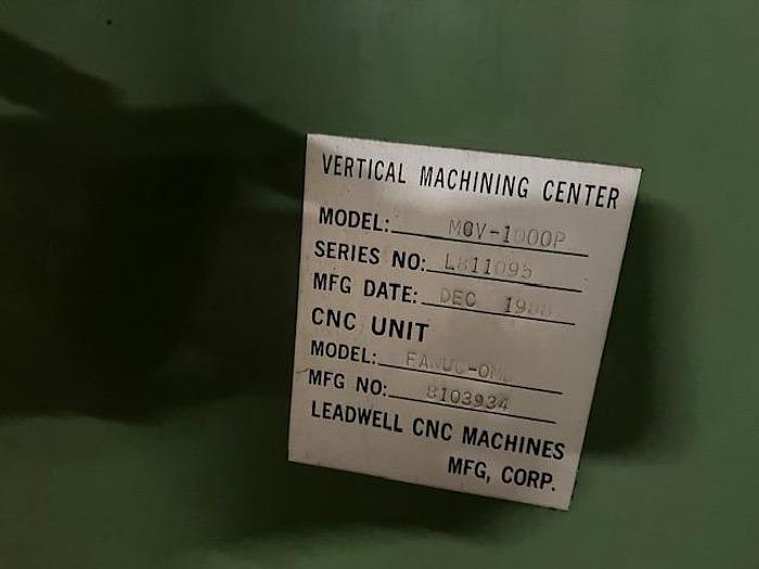 Used 1988 Leadwell MCV 1000P