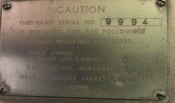 Used 600 GALLON ST. REGIS MIX TANK - S/S - JACKETED