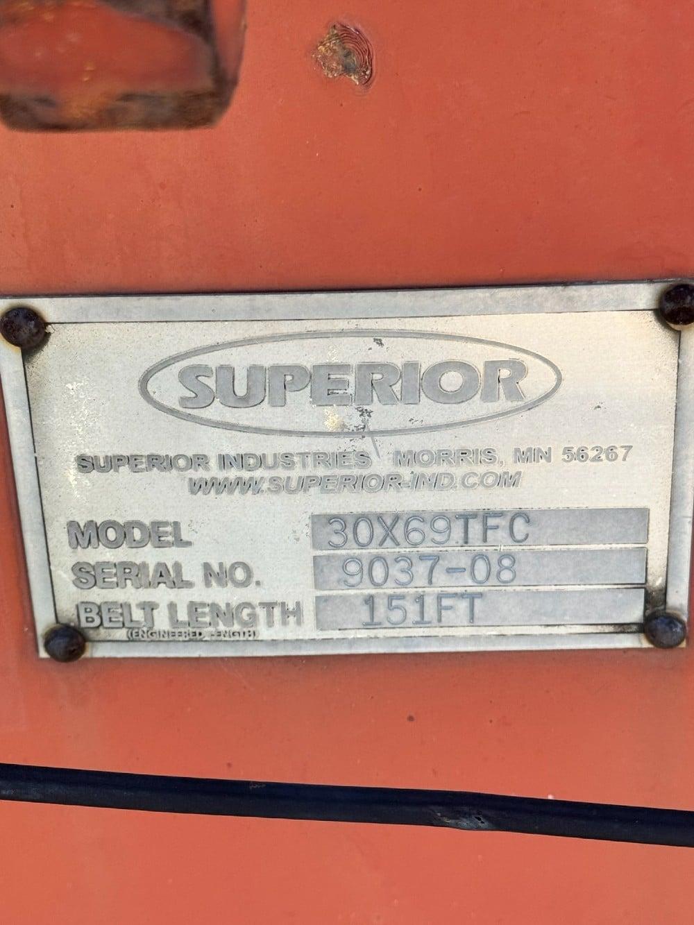 Used 30" wide x 69' long, Superior #30x69, truss frame conveyor