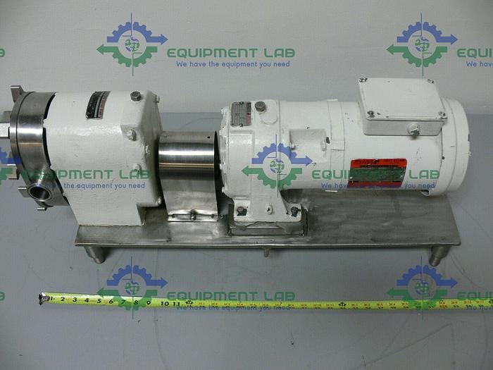 Used Tri-Clover PR25-1 M-TC1-4-SL-S Rotary Lobe Pump w/ Gear Reducer and 1HP Motor