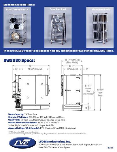 MODEL RW2580 RACK WASHER