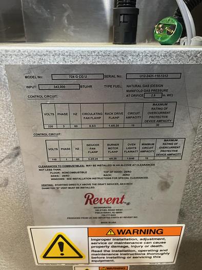Used Revent 724 Double Rack Ovens