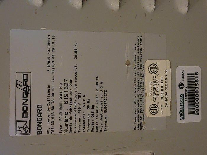 Used SOLD  BONGARD M3I ELECTRIC DECK OVEN