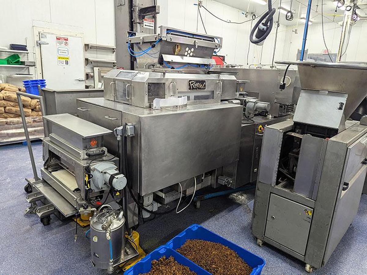Used Rheon V4 Divider M#VX 122 w/ Stretcher, Slitter, Panner and Dough Lift