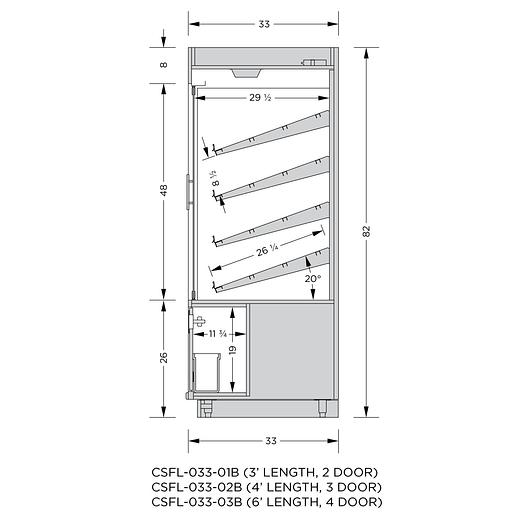 Cayuga Pastry Case w Ledge - 33" D