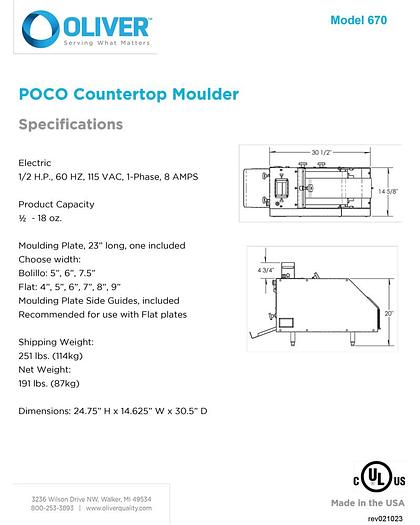 POCO 670 COUNTERTOP MOULDER