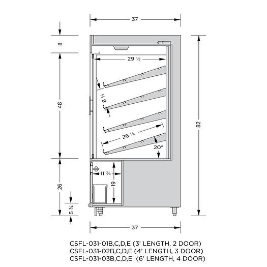Cayuga Pastry Case W Ledge - 37" D