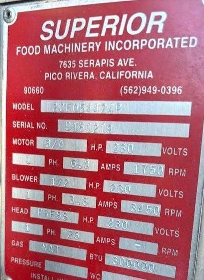 Used Superior Tortilla System