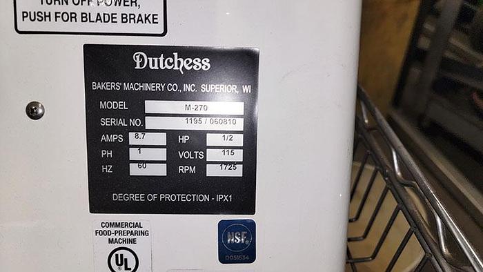 Used Dutchess M-270 Bun/Bagel/Bread Slicer