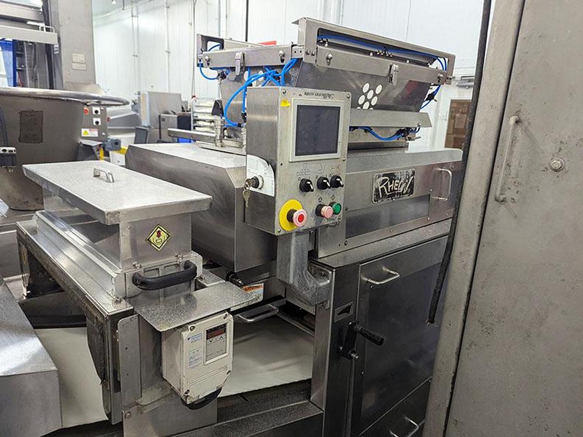 Used Rheon V4 Divider M#VX 122 w/ Stretcher, Slitter, Panner and Dough Lift