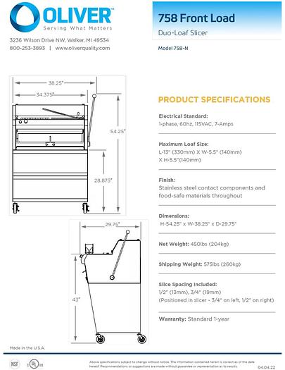 Oliver Front Load Duo Slicer