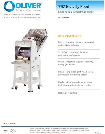 GRAVITY FEED 797-N BREAD SLICER