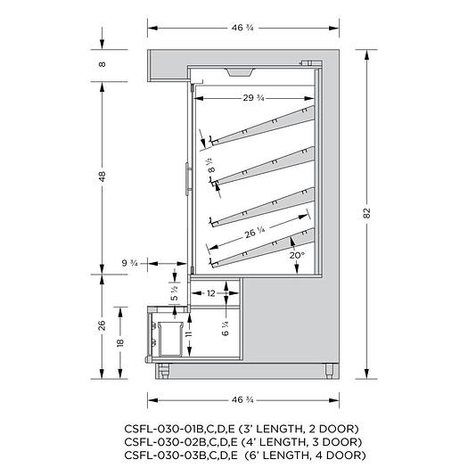 Cayuga Pastry Case W Ledge - 47" D