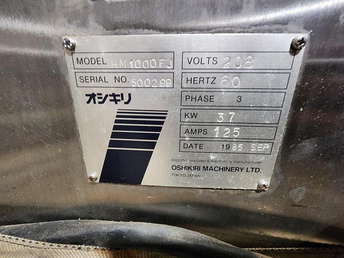 Used Oshikiri HS1000 Roller Bar Mixer