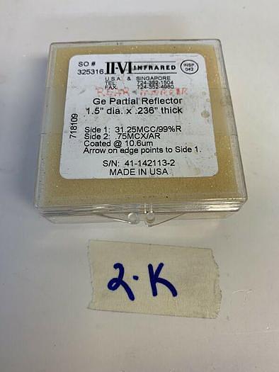 Used II-VI 325316 Ge Partial Reflector 1.5" Dia. X .236 Thick Coated @10.6um