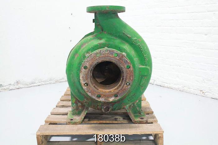 Used Goulds 3175 Pump, 4X6X14, 2-Vane Impeller, 13.5" Impeller Diameter, Ductile Iron Casing, Ductile Iron Suction Side Plate, Ductile Iron Stuffing Box, Stainless Steel Impeller, Packing #18038