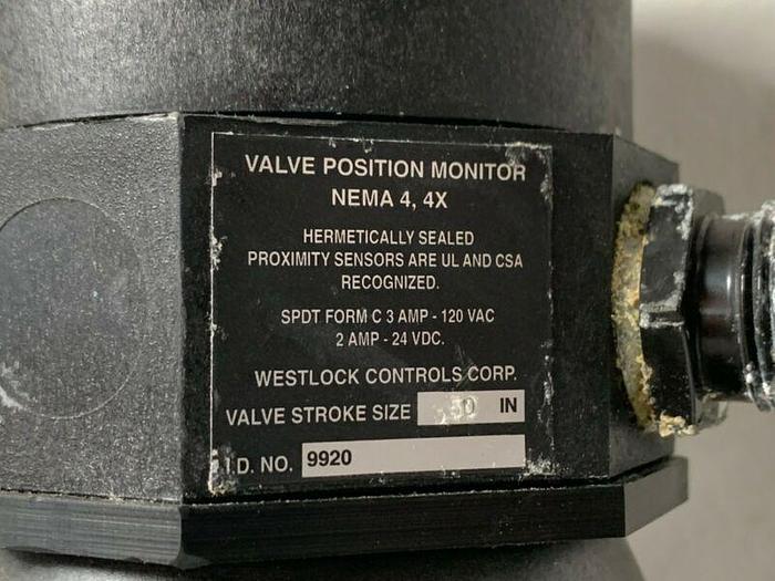 Used 2 ITT Sherotec 90PSI Stainless Steel Valves w/ 2 Position Monitors & 1" Sanitary