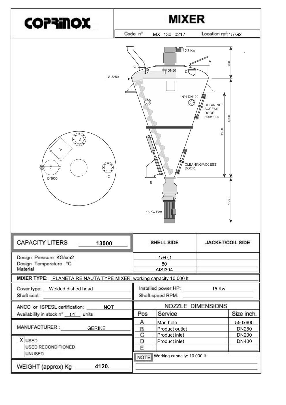 Used 13000 Liters GERIKE mixer