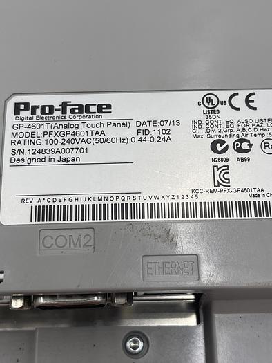 Used PROFACE GP-4601T, PFXGP4601TAA